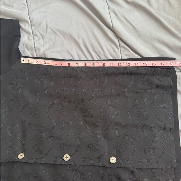 Versace Intensive Black Silk Jacquard Vintage Shirt Medusa Buttons Size 1X Y2K - Picture 14 of 14